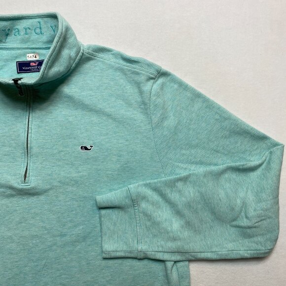 Vineyard Vines 1/4 Zip Sweater Men's M Green Long Sleeve Mock Neck Pullover - Picture 3 of 12